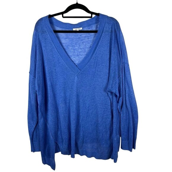 Lisa Todd Sweater Womens 2X Linen Lightweight Knit V Neck Quiet Luxury Coastal‎ - Picture 1 of 11
